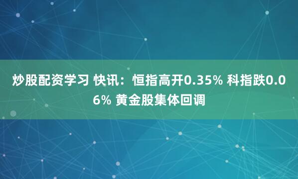 炒股配资学习 快讯：恒指高开0.35% 科指跌0.06% 黄金股集体回调